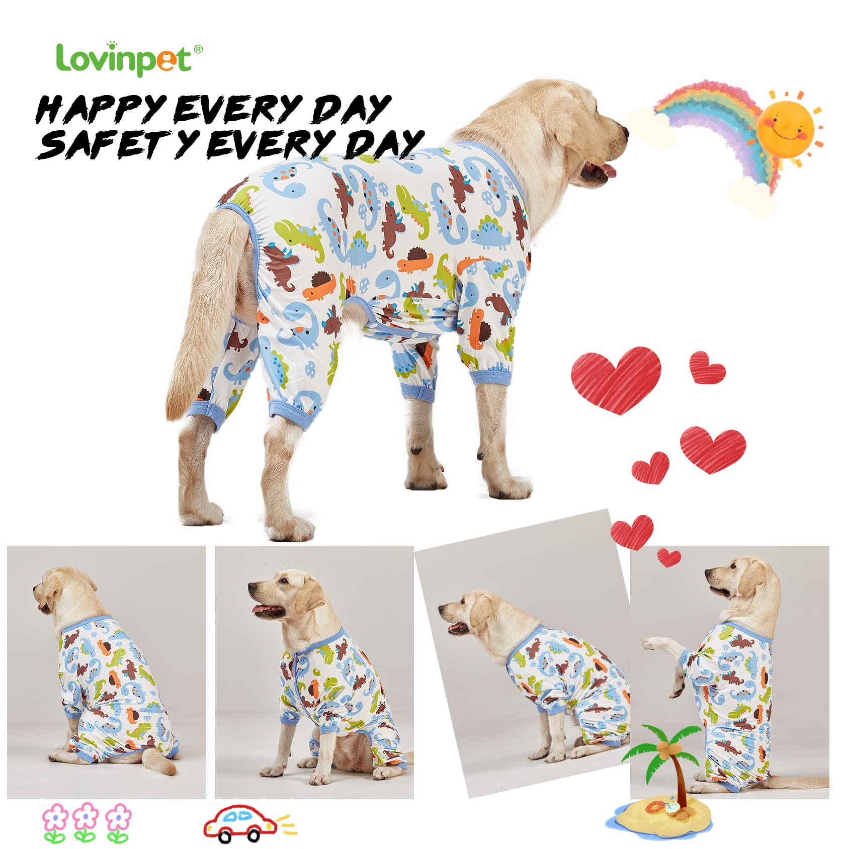 LovinPet pijama para XL, ligero y flexible para moverse sin molestias.