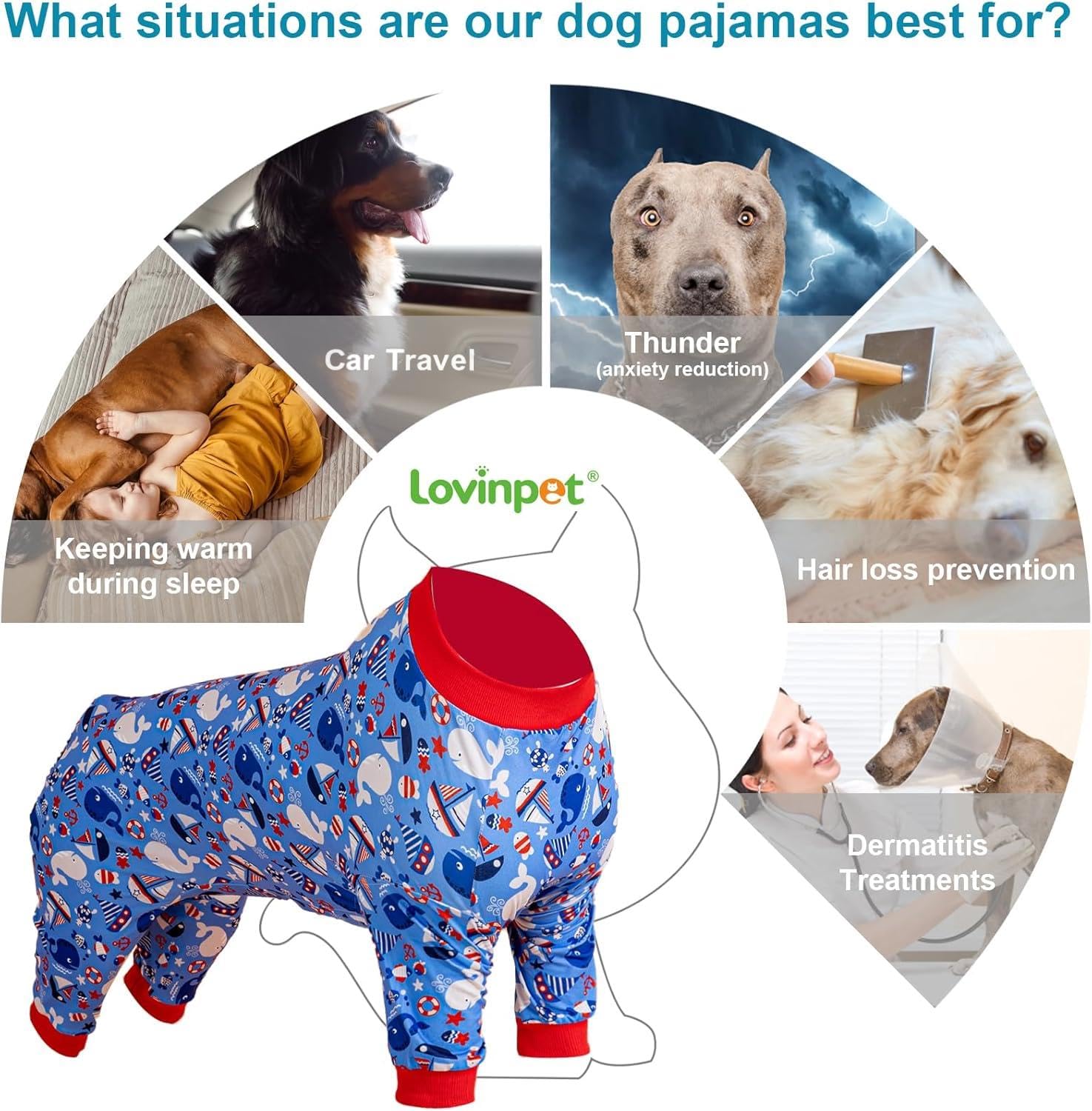 LovinPet pijama con protección UV para perro grande, mantiene la piel protegida