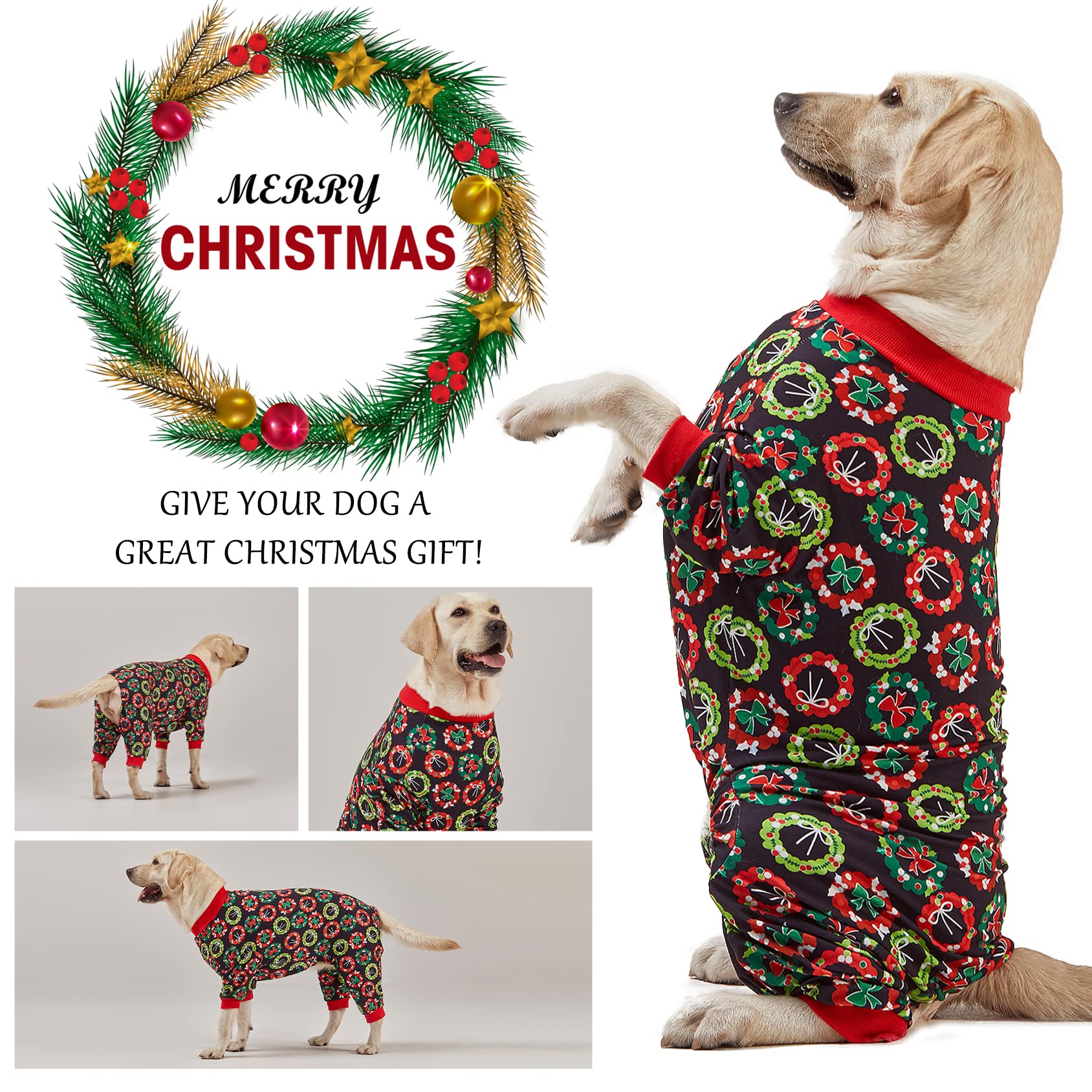 LovinPet pijama regalo navidad para perros grandes, diseño festivo y práctico.