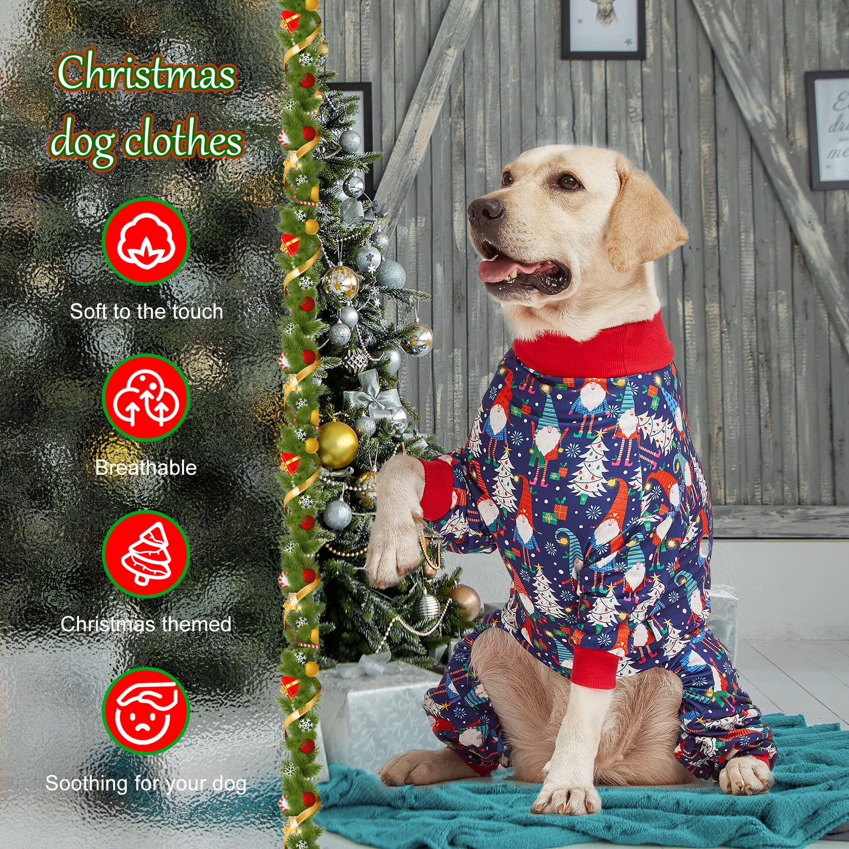 LovinPet pijamas navideñas, manga larga, facilita movilidad diaria en azul marino.