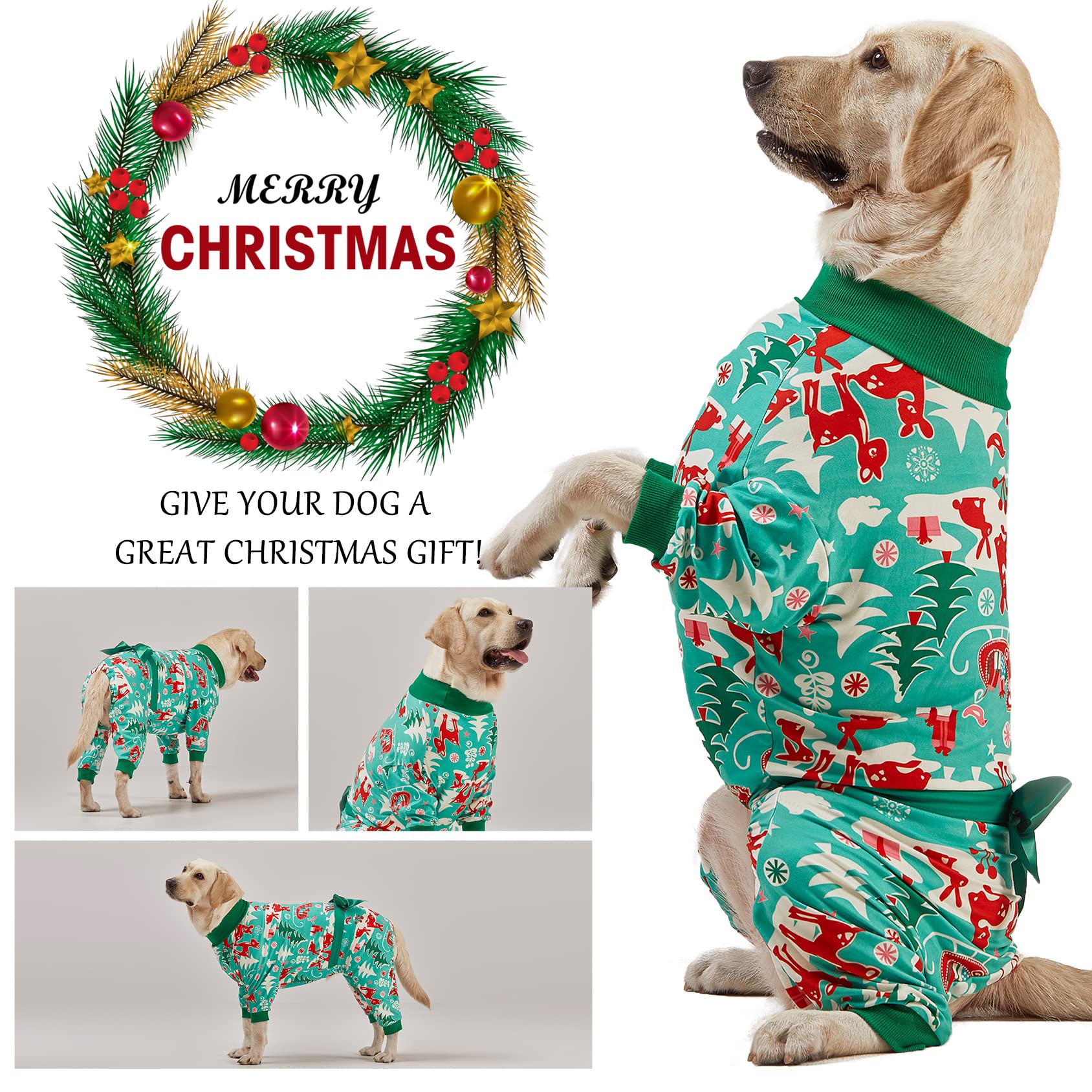 LovinPet pijamas navidad perro grande akita: diseño ligero y práctico para paseos nocturnos
