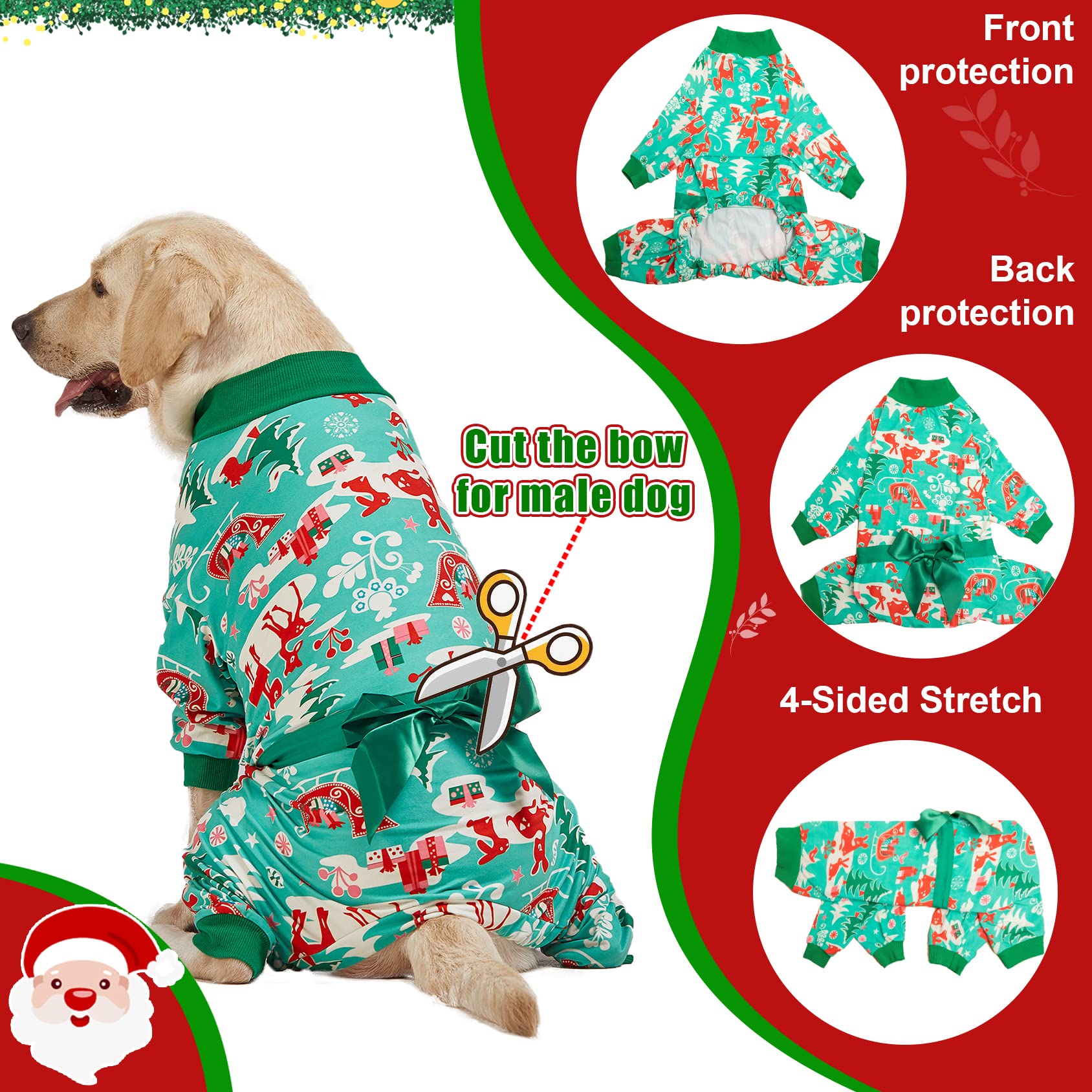 LovinPet pijamas navidad perro grande golden retriever: aspecto festivo y prendas fáciles de quitar