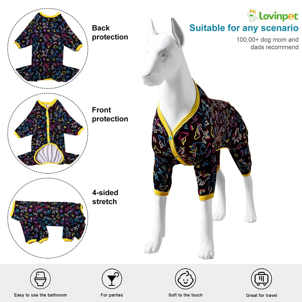 LovinPet pijama de abdomen abierto en azul, foco en abertura para movilidad suave.