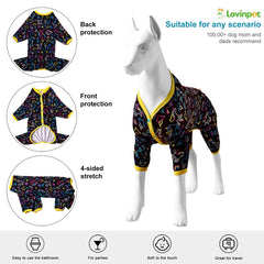 LovinPet pijama de abdomen abierto en azul, foco en abertura para movilidad suave.