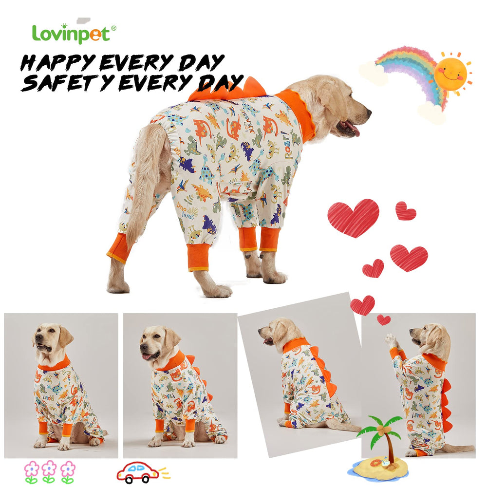 LovinPet Pijamas para Perro Grande Cuello floral y mangas acolchadas.