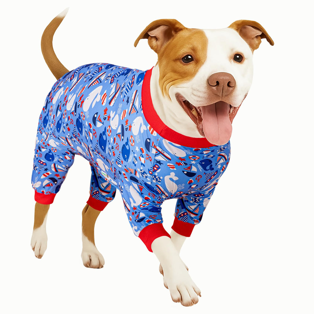 LovinPet pijamas para perro grande con estampado Nautilus azul, cómodo y duradero