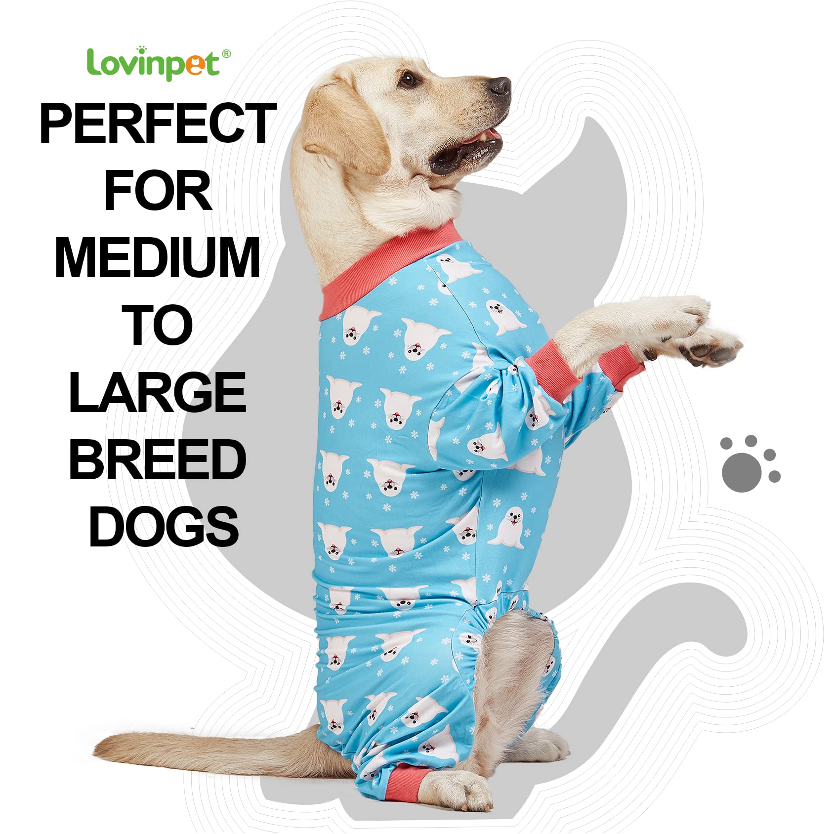 LovinPet pijama para perro grande, tela suave, uso diario cómodo.