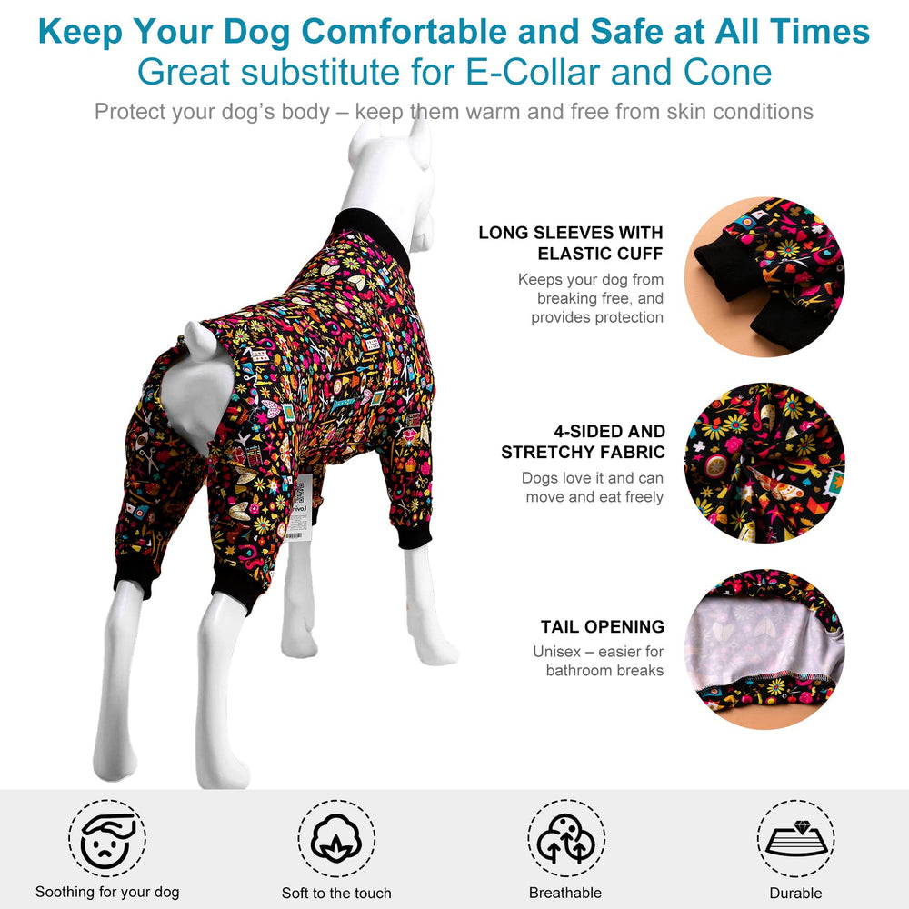 LovinPet Pijamas para Pitbulls alivia la ansiedad gracias a tela suave y ajuste cómodo.