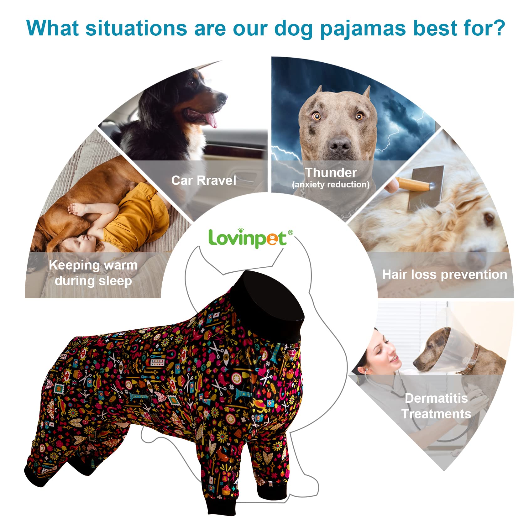 LovinPet Pijamas para Pitbulls con protección UV integrada para días soleados.