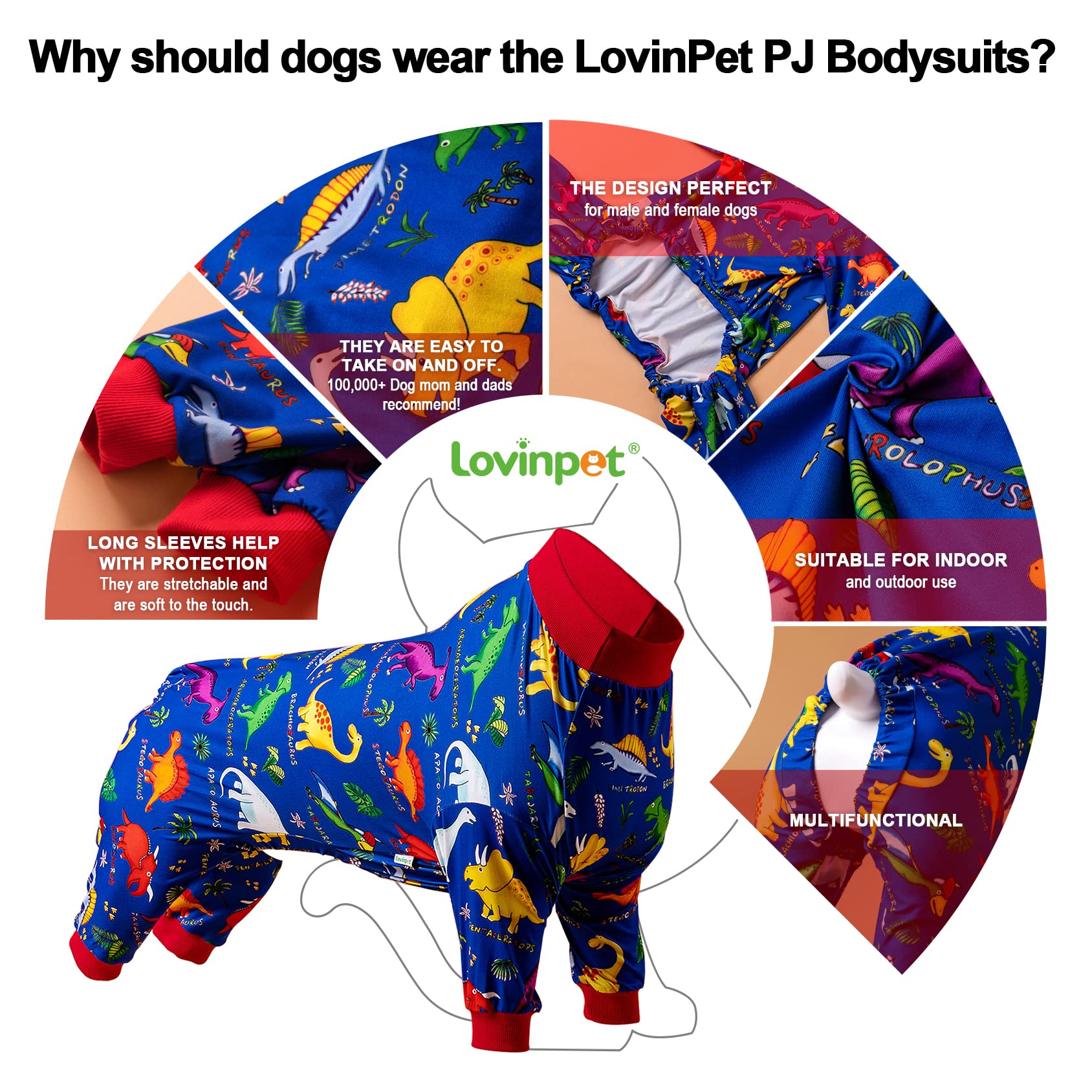 LovinPet Pitbull grande, postoperatorio dorsal: fácil de vestir y quitar