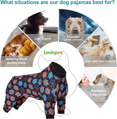LovinPet PJS Bodysuit para perros medianos, diseño con iconos duraderos.