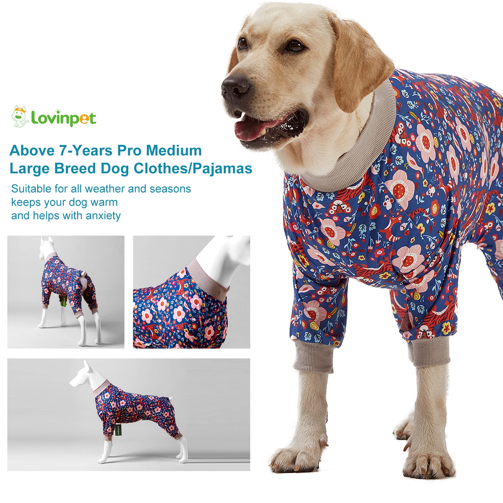 Pijamas LovinPet para perros grandes, favorece descanso cómodo.