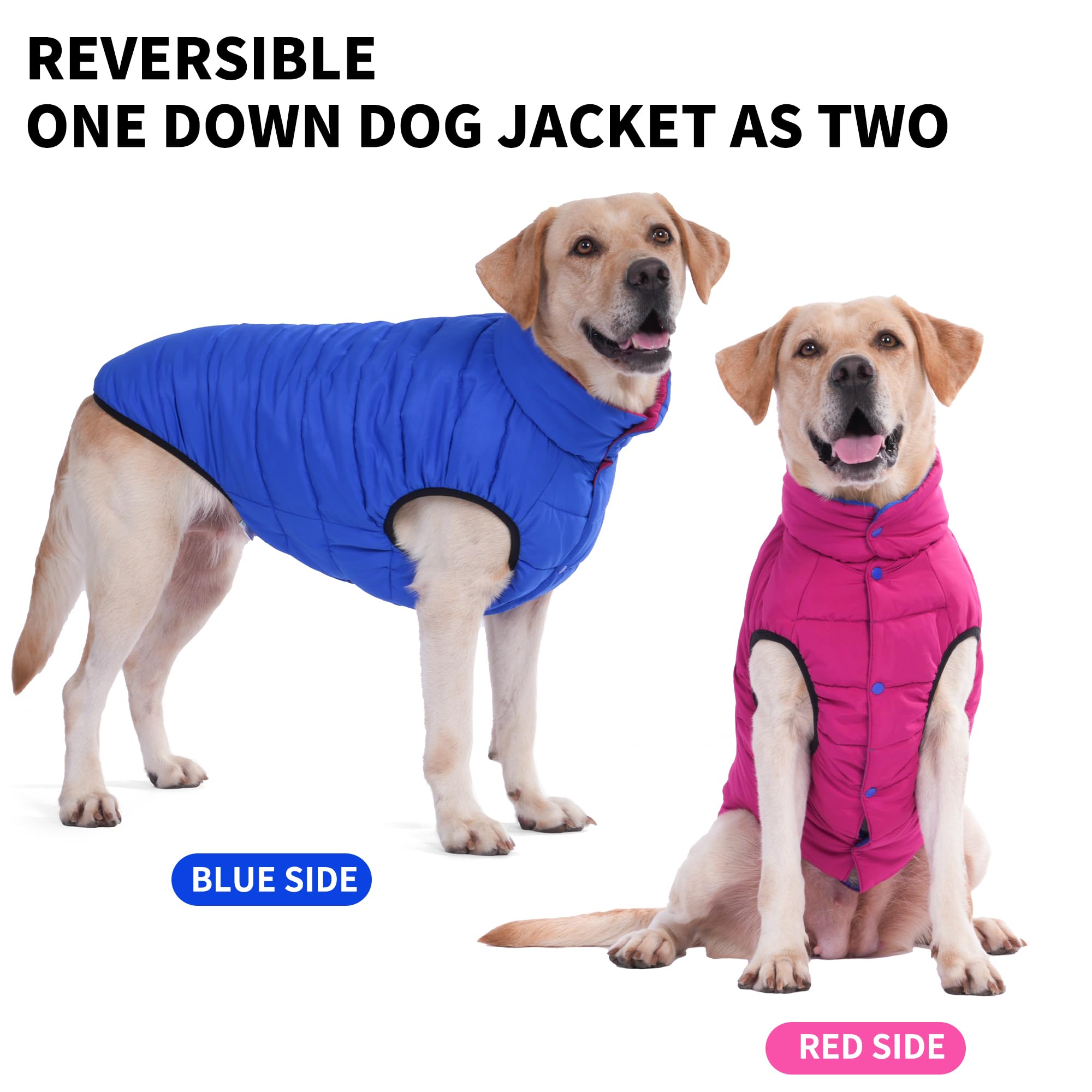 LovinPet chaqueta acolchada reversible para perros, detalle antistático, contacto suave con el pelaje.