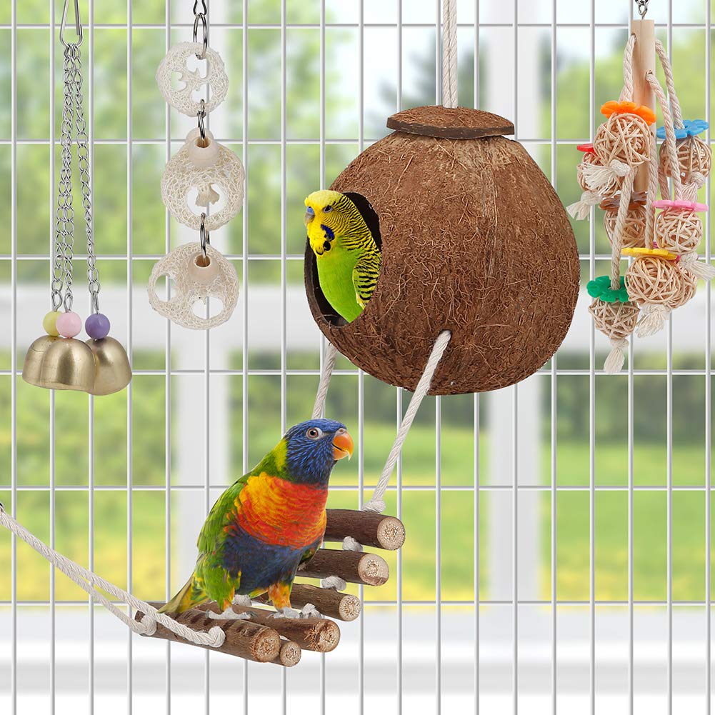 lovyoco juguete mordedor para ave, estimula el pico