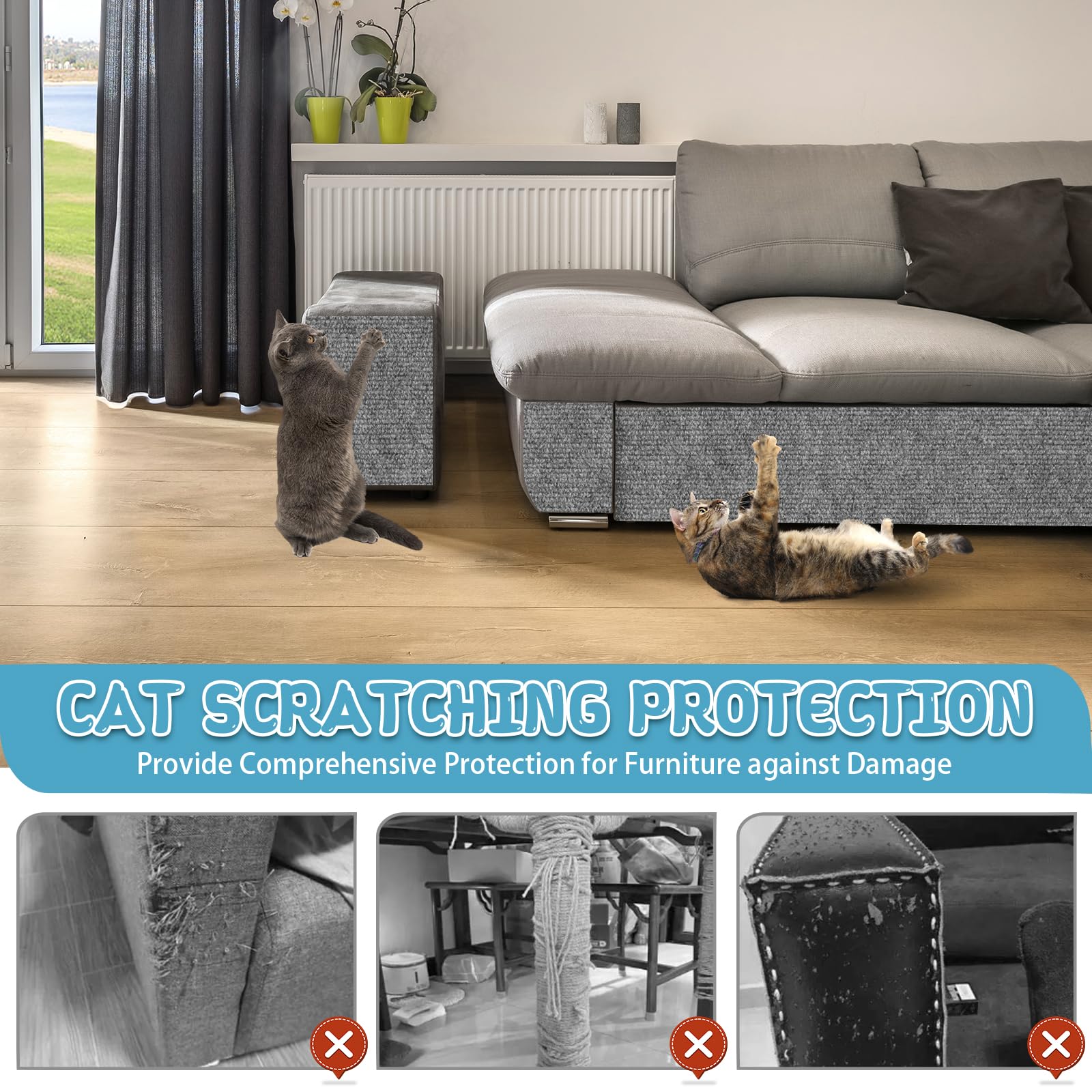 LSGCQ Baranda protectora: protege muebles y ofrece agarre al gato