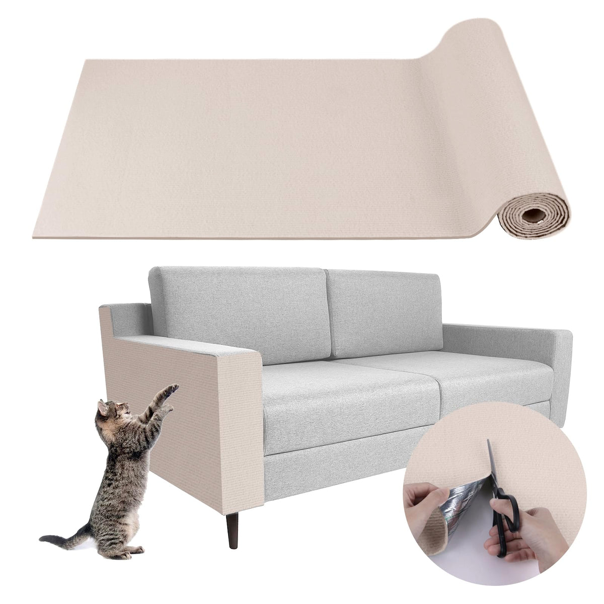 LSGCQ tapete rascador para gatos con adhesivo fuerte, protege muebles.