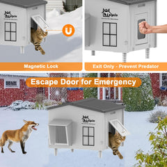 La casa-gato-aislada-impermeable de Lslpin mantiene interior cálido y seco.