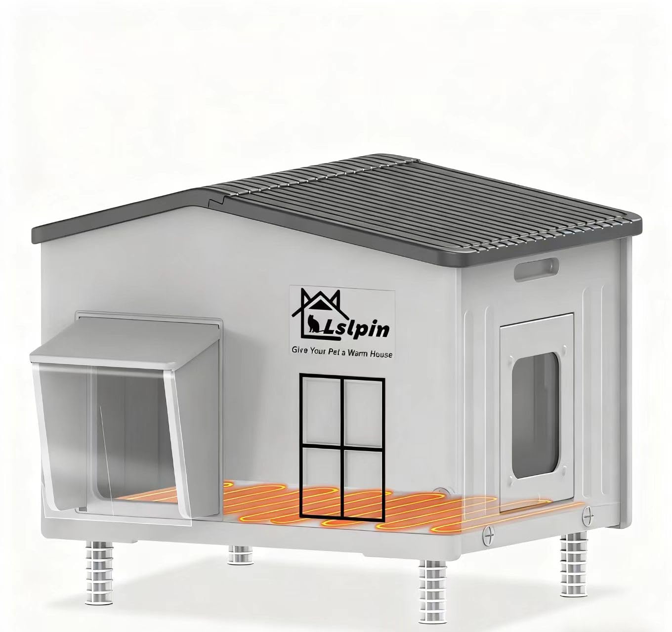 La casa-gato-caliente-exterior-grande de Lslpin ofrece abrigo cómodo para climas fríos.