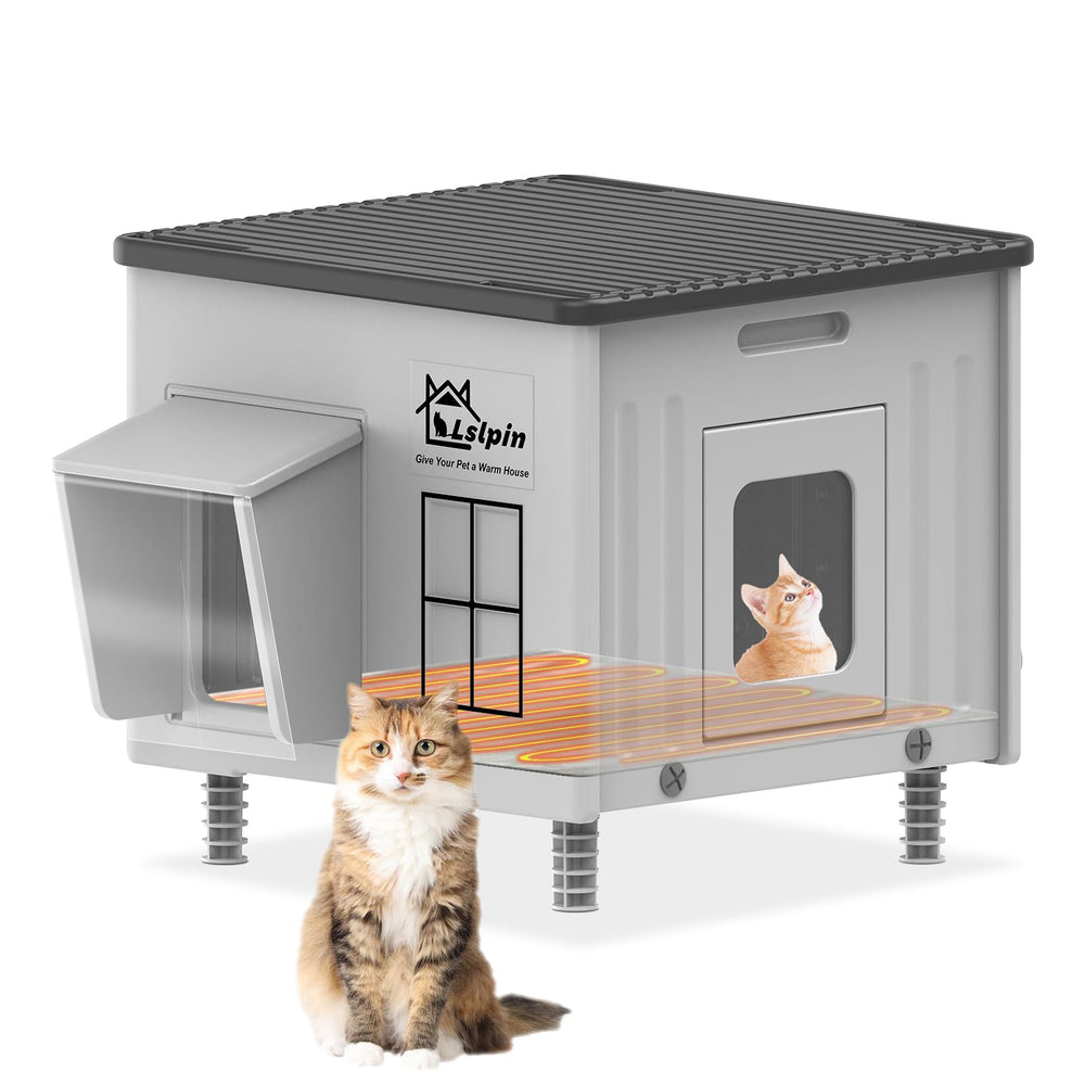 Casita para gatos calentada de Lslpin para exterior, aislada y duradera.