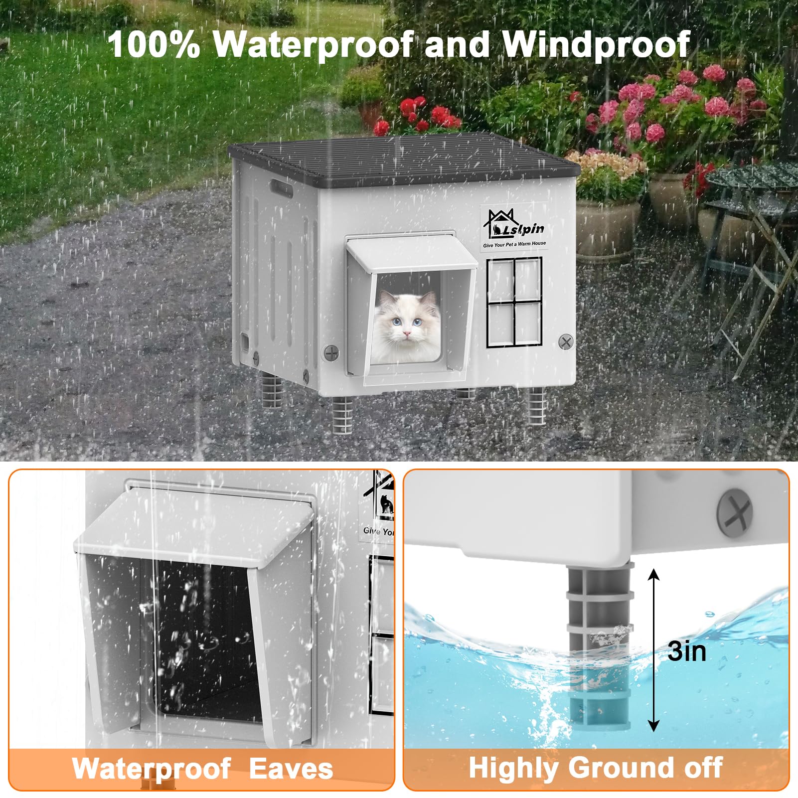 Casita para gatos con puerta de huida de Lslpin, refugio seguro.