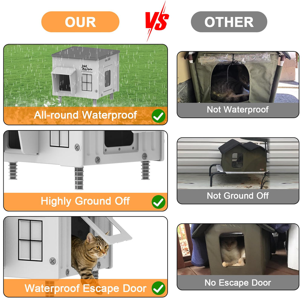 Uso interior y exterior de la casa Lslpin, refugio versátil para gatos.