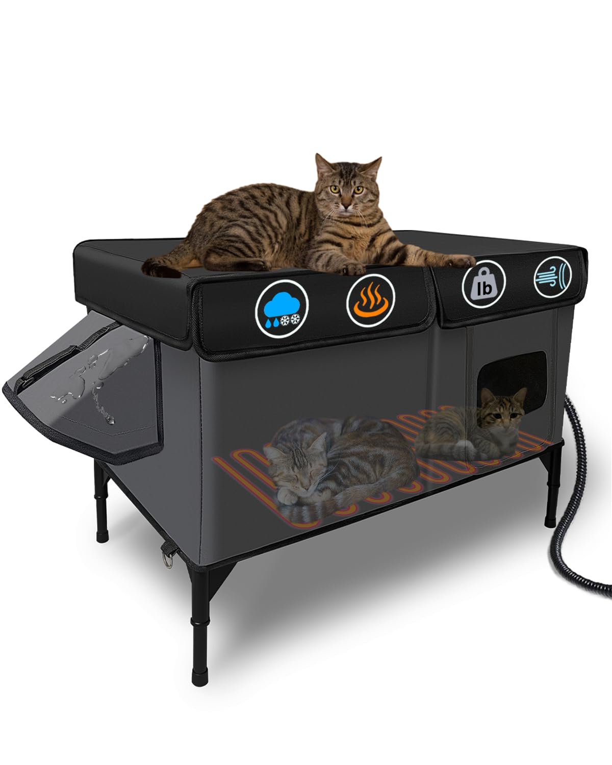 LUBLACET casa gato calentada exterior: protección cálida para felinos al aire libre
