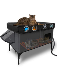 LUBLACET casa gato calentada exterior: protección cálida para felinos al aire libre