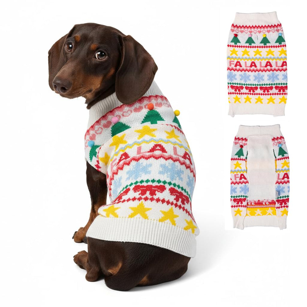 Lubot sudadera navideña para perro pequeño, enfoque frontal, mantiene cálido durante paseos invernales.