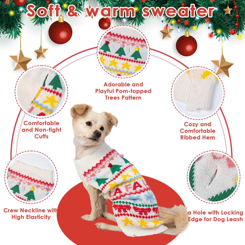 Lubot suéter navideño para perro pequeño, textura suave, ideal para mantenerlo cómodo en casa.
