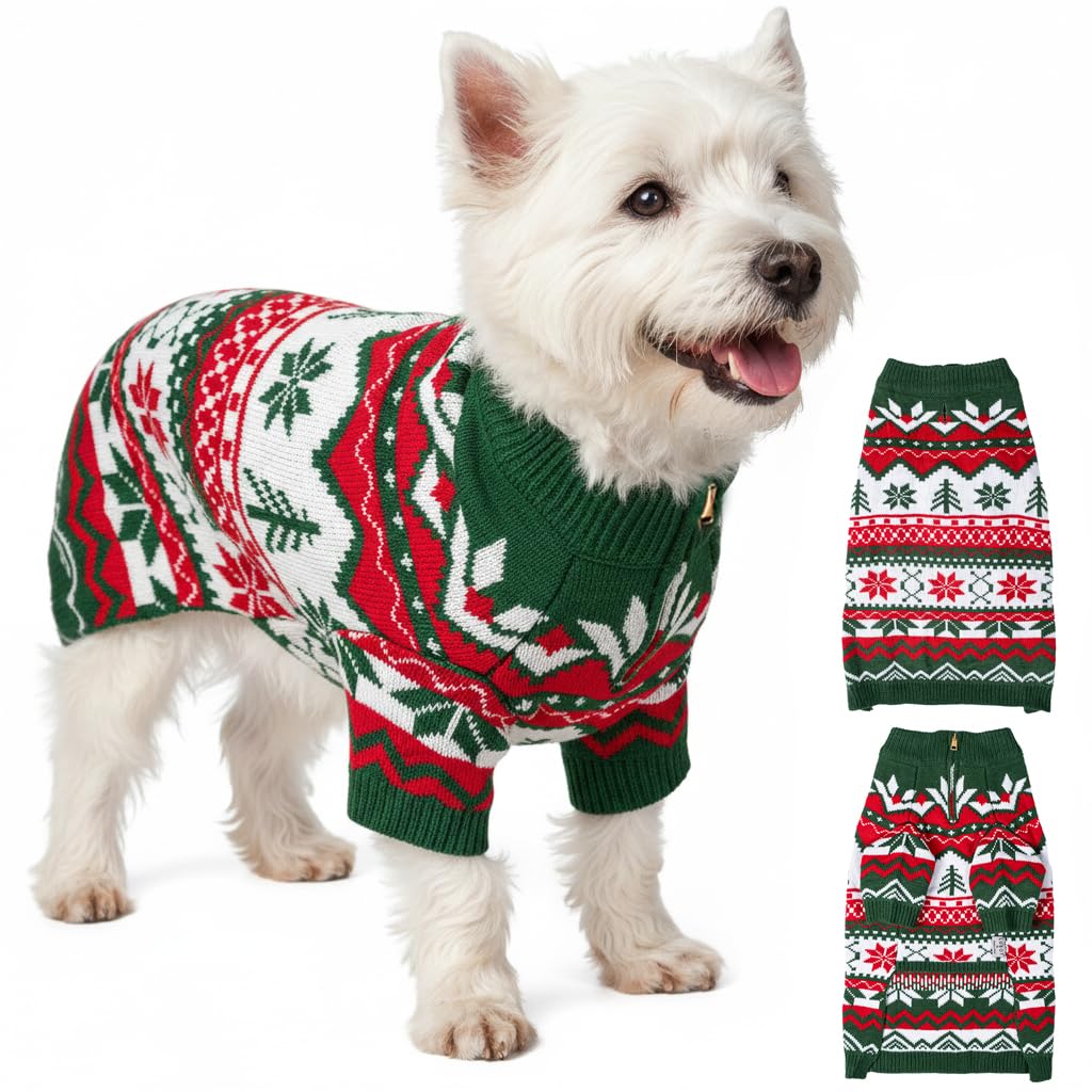 LUBOT sudadera para perro con diseño navideño, frente, ideal para paseos festivos.