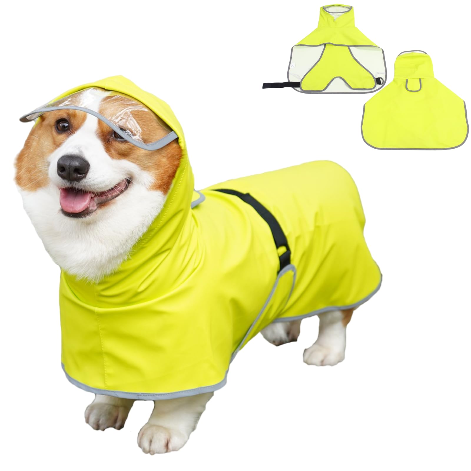 Luccalily chaqueta para perro con capucha, protección impermeable para días de lluvia.