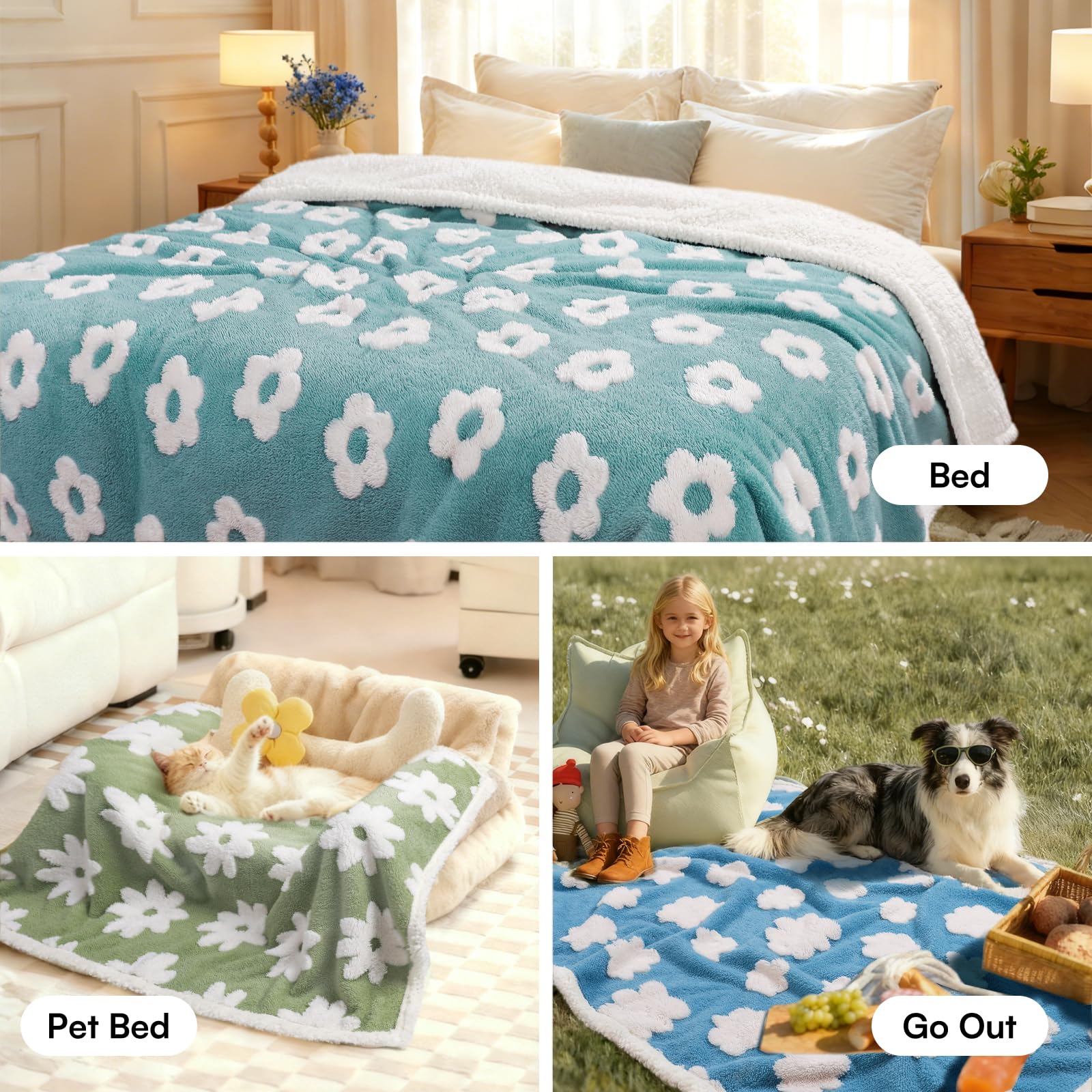 Luciphia manta para perros grandes, enfoque azul 40x28, uso práctico en casa