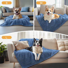 Manta Luciphia para perros sobre el sofá, añade confort al hogar.