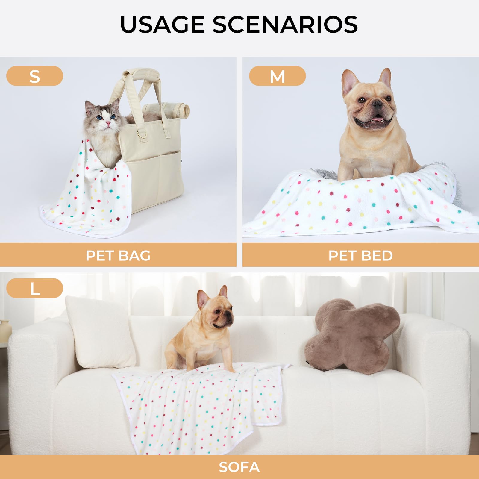 Manta Luciphia con puntos para gatos, suave y cómoda para descansar.