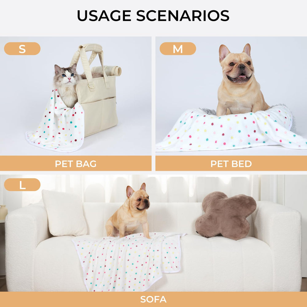 Manta Luciphia con puntos para gatos, suave y cómoda para descansar.