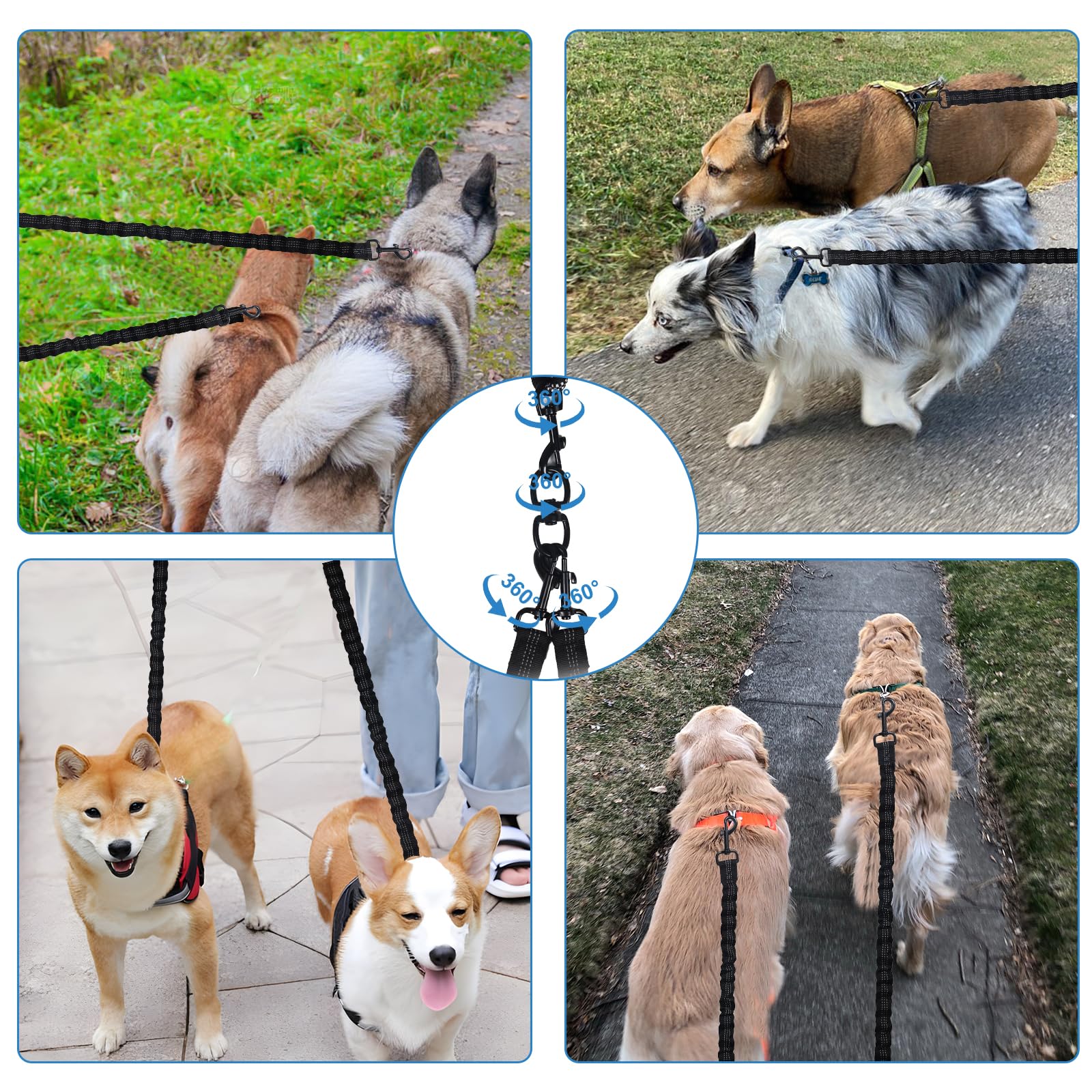 Luck Dawn correa tres perros entrenamiento, control y seguridad