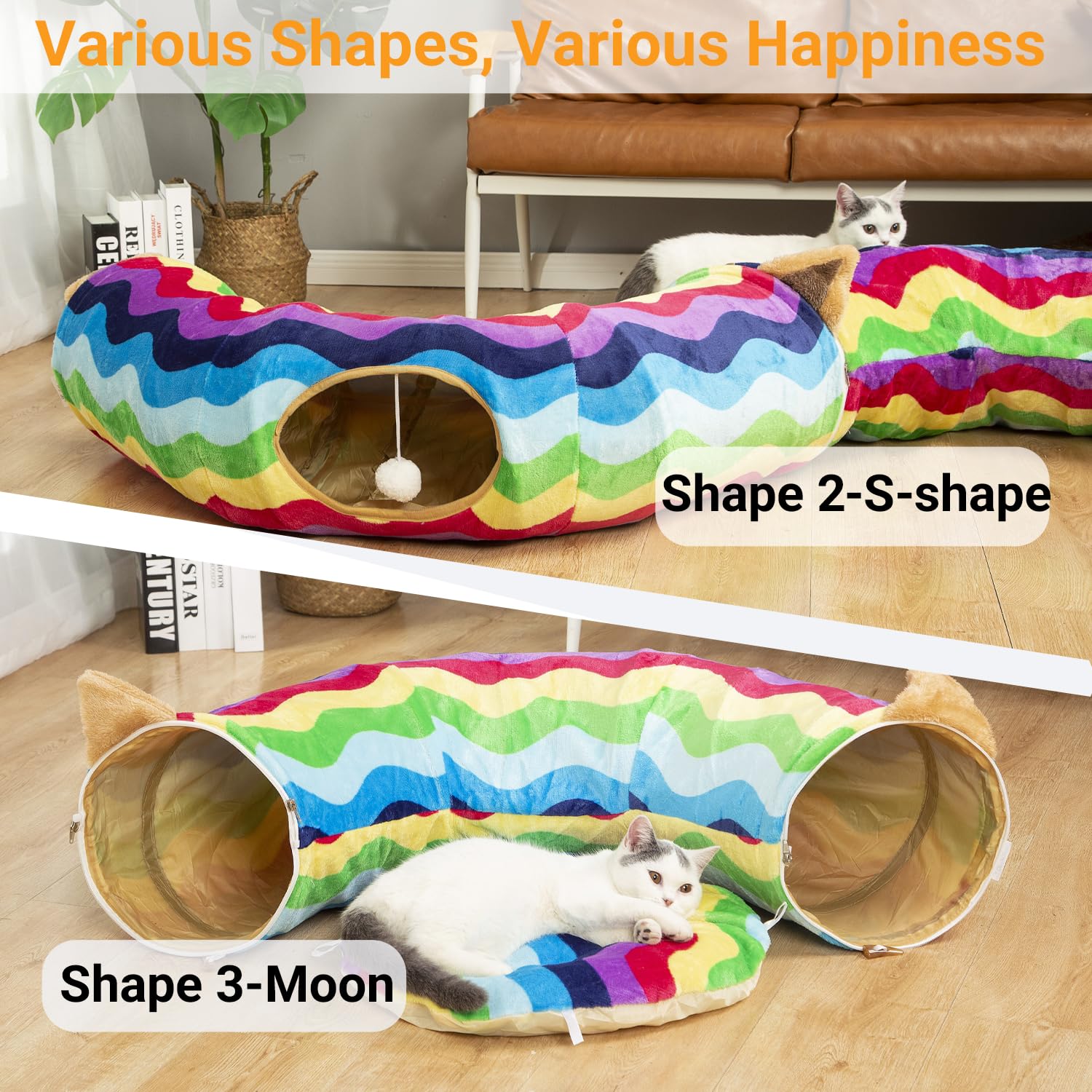 LUCKITTY túnel-gato-adecuado-mascotas-pequeñas apto para gatos, conejos y perros pequeños.