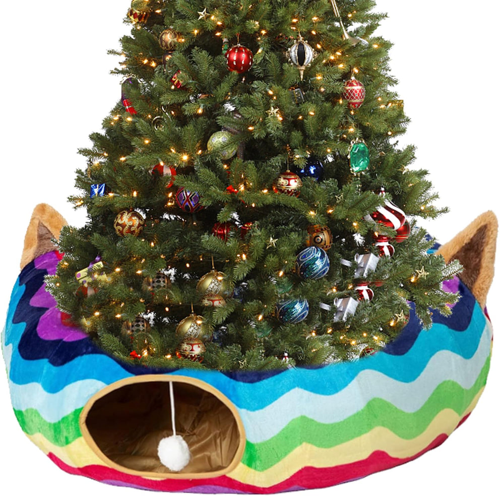 LUCKITTY túnel-gato-arbol-navidad foto decorativa y refugio cálido.