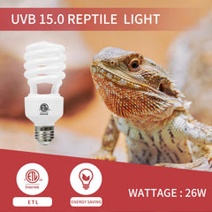 LUCKY HERP 26W UVB 15.0, lámpara desierto UVB/UVA para cuidados diarios