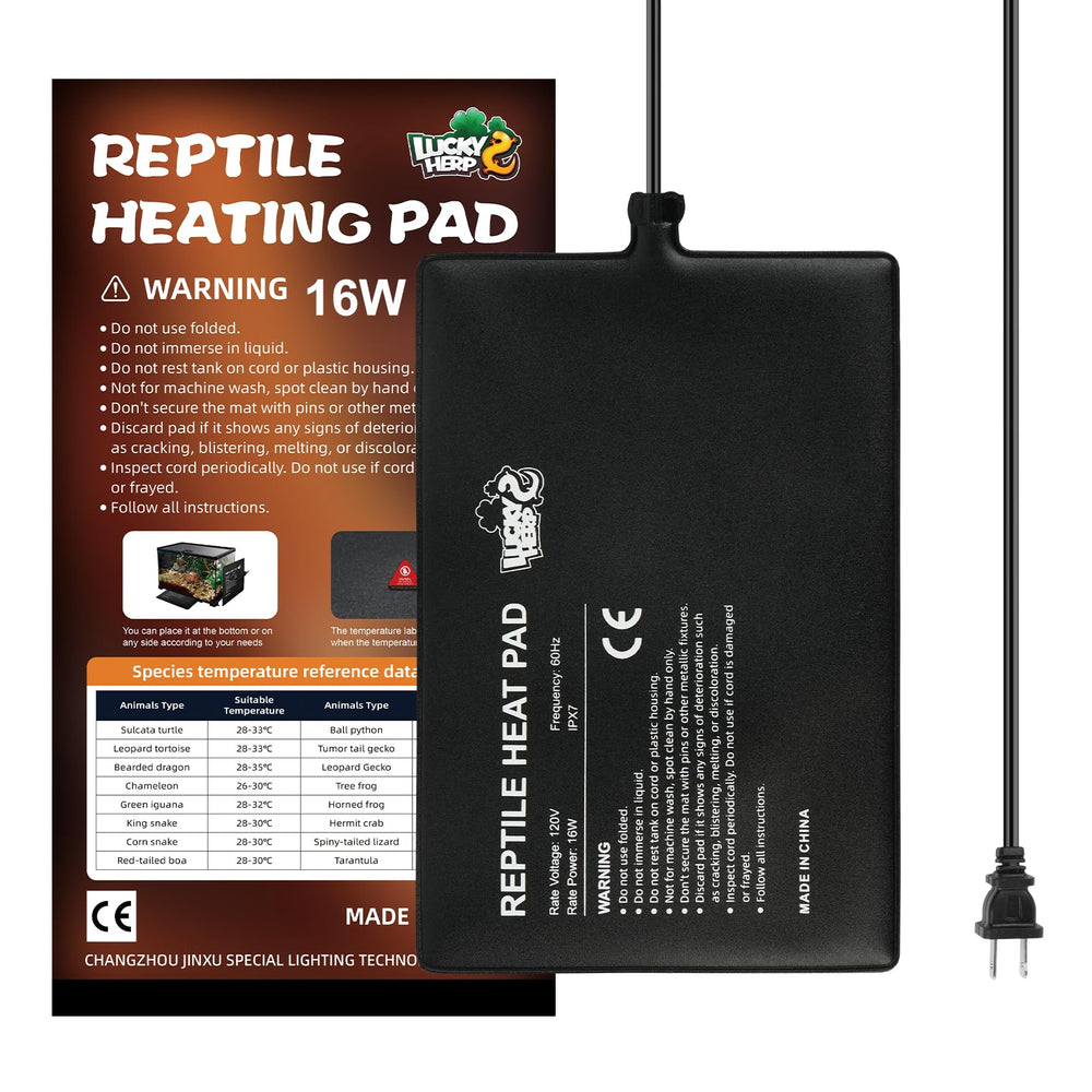 LUCKY HERP almohadilla térmica para reptiles 8x12 pulgadas bajo terrario, calor uniforme.