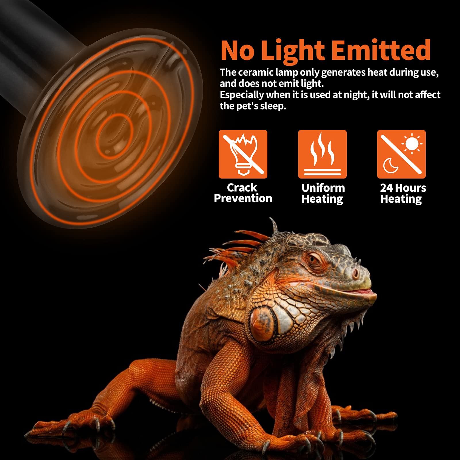 LUCKY HERP emisor calor cerámico 150W, instalado en terrario para reptiles
