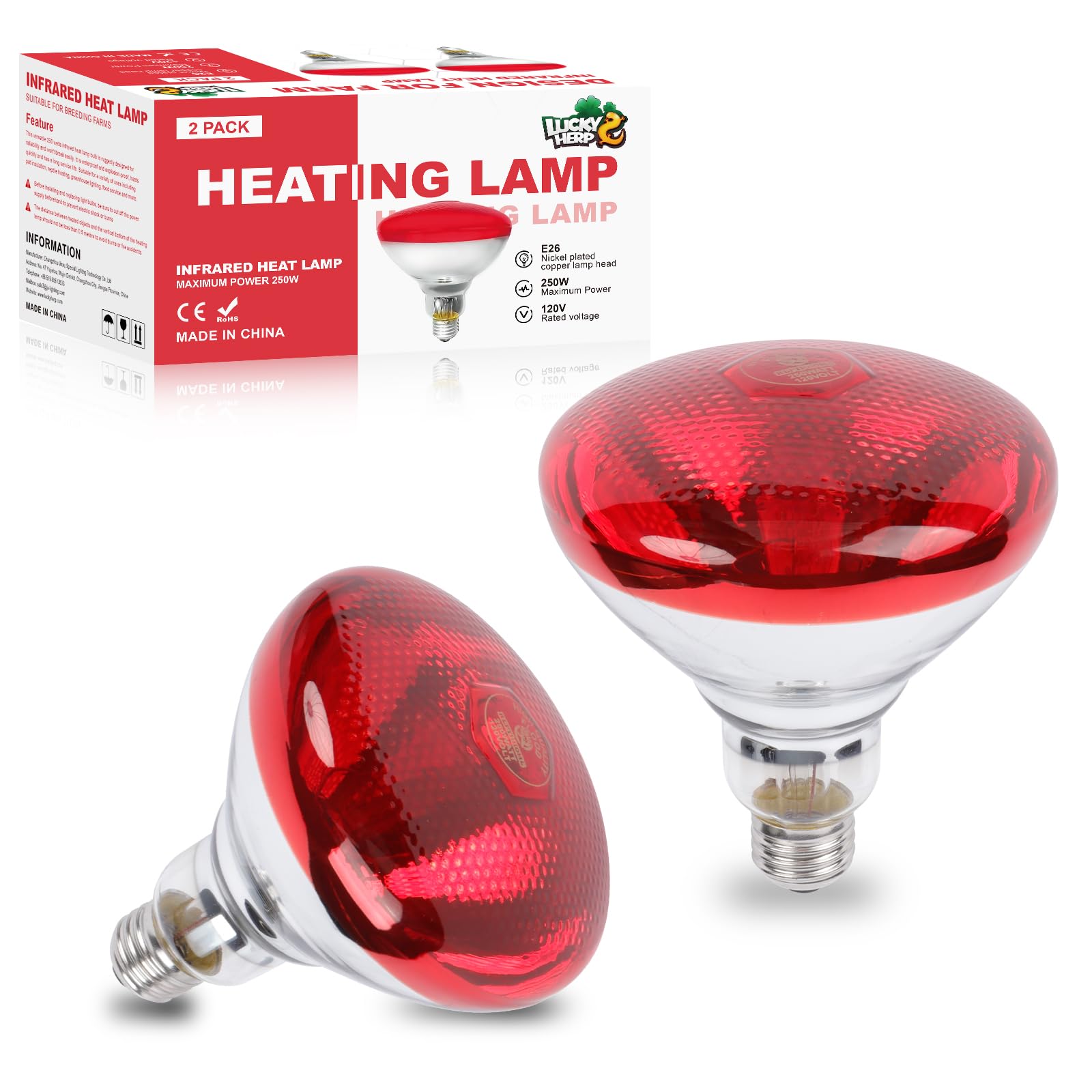 LUCKY HERP lámpara infrarroja 250W para pollitos, calor estable para crecimiento