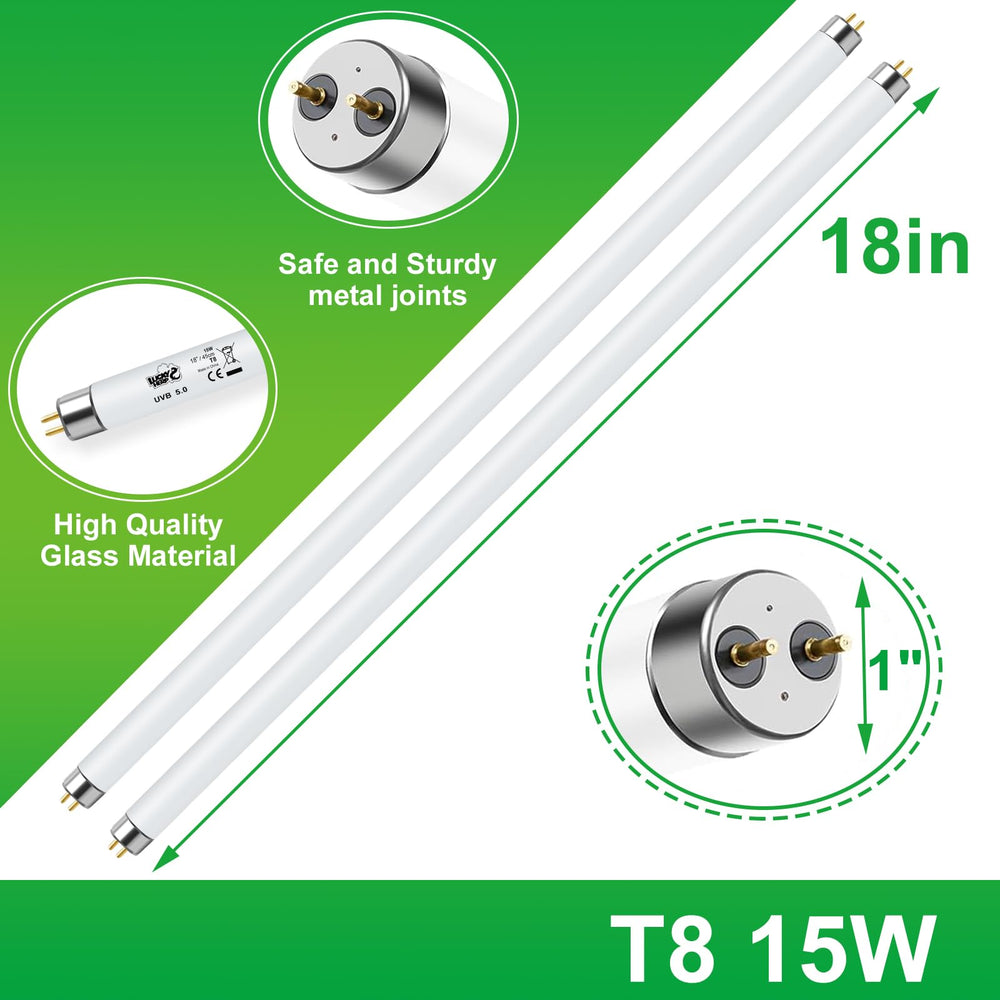 LUCKY HERP T8 15W UVB, distribución de luz uniforme en el terrario.