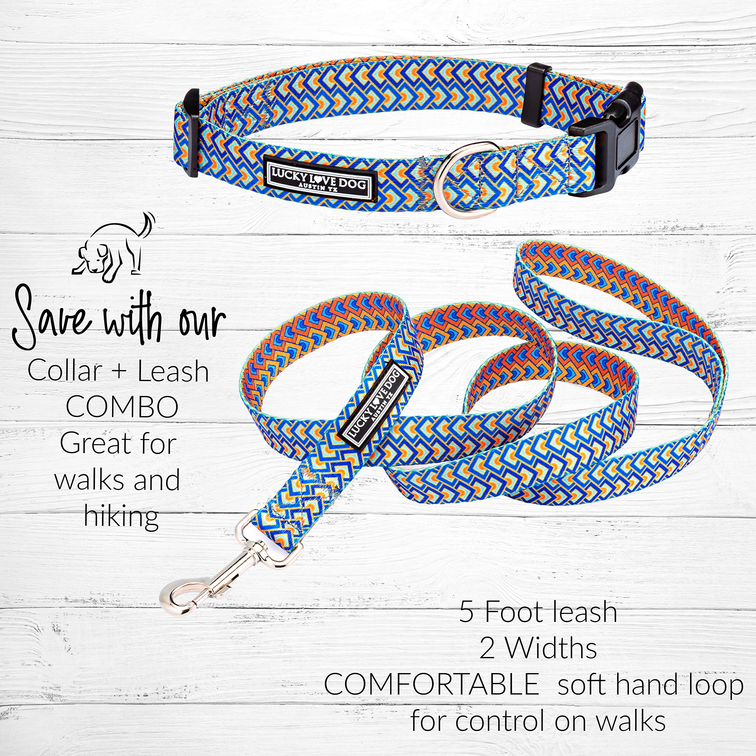 Collar Lucky Love Dog diseño resistente, perfecto para aventuras al aire libre.
