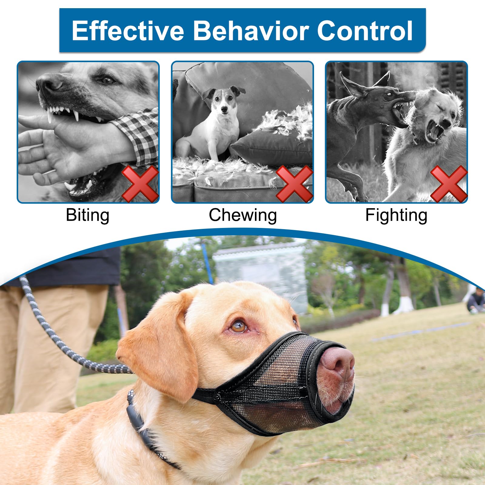 LUCKYPAW bozal malla, ideal para paseos diarios y entrenamiento