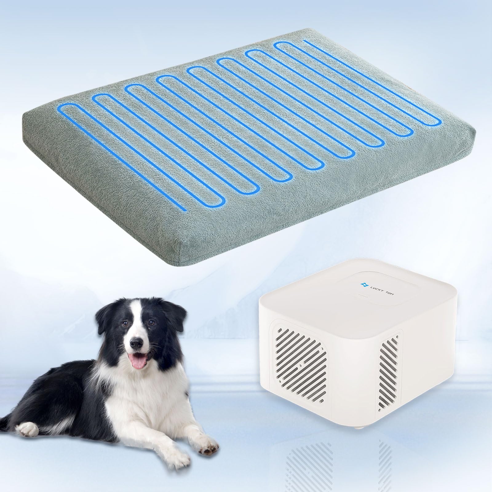 Cama Lucky Tom para mascotas con enfriamiento por agua, descanso fresco.