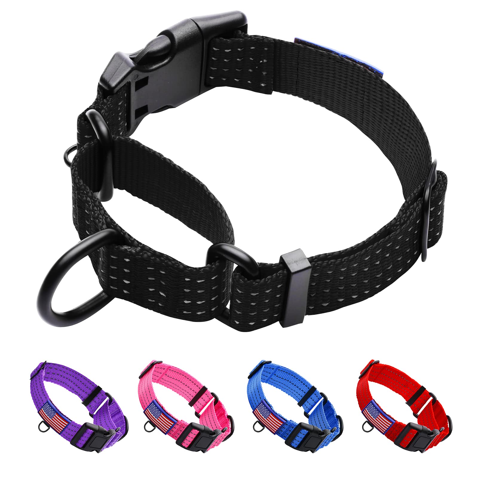 LUCKYDC Martingale collar ajustable para perros medianos y grandes, evita escapes durante paseos.