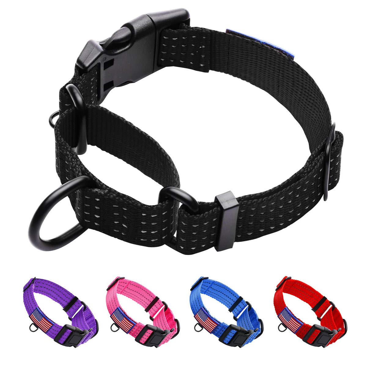 LUCKYDC Martingale collar ajustable para perros medianos y grandes, evita escapes durante paseos.