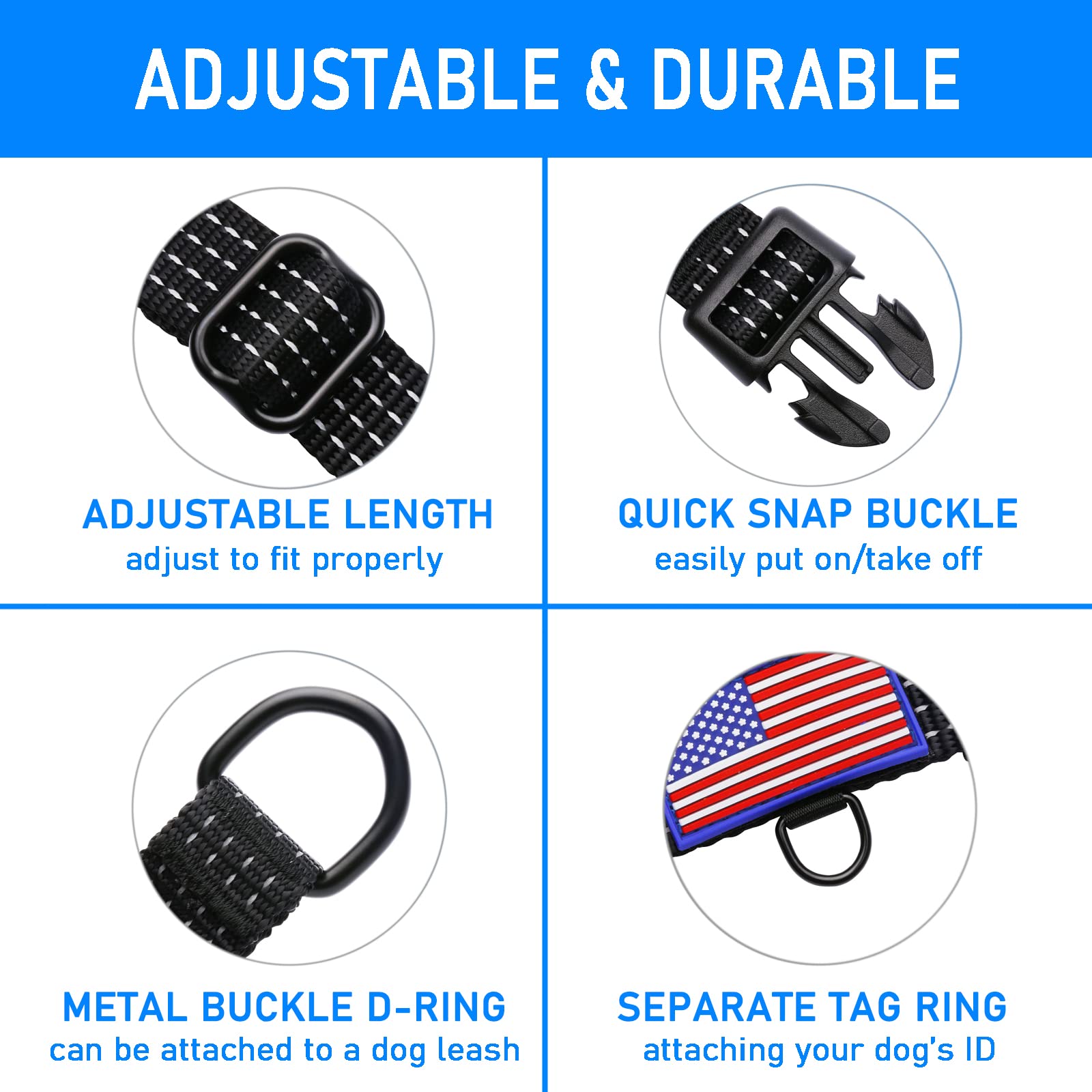 LUCKYDC talla XL para razas grandes, ajuste seguro y cómodo.
