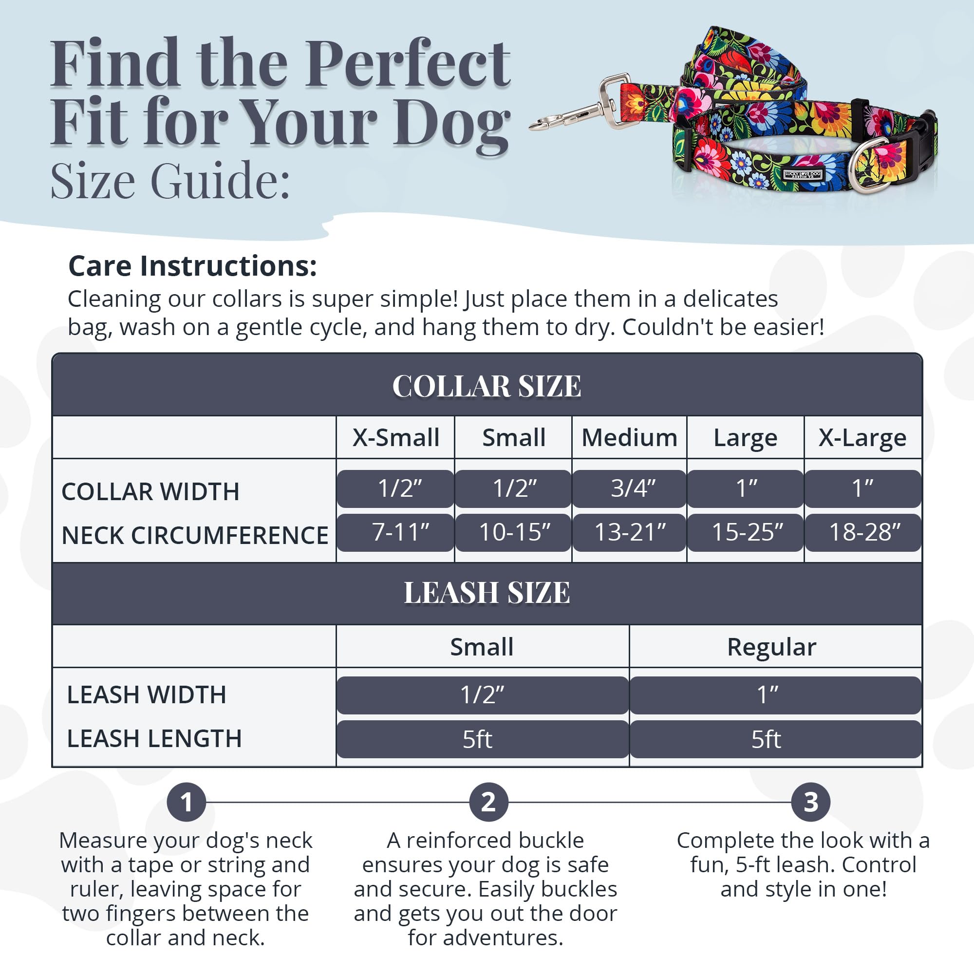 Lucky Love Dog collar ligero y resistente para uso diario.